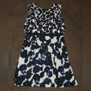 Stylish Navy Blue and White Floral Dress